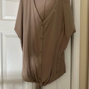 Zenana Outfitters Taupe Button-Down Shirt